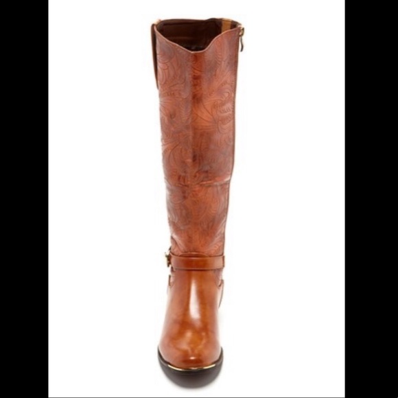 Jacquard embroidered camel color boots - Picture 4 of 7